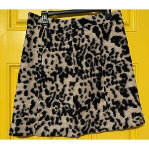 Leopard Print Wool-Blend Skirt By Ann Taylor Size 10 A-Line Style Fully Lined Bl